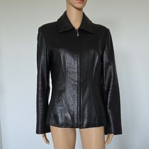 Liz Claiborne Women's Classic Black Leather Jacket